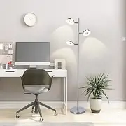 [PADMA] 12 W LED Floor Lamp Living Room with 3 Bulbs, Modern Floor Lamp, Swivelling with Foot Switch, Warm White 3000 K, 960 LM, 3 x 4 W Uplighter for Reading Room, Bedroom, Office