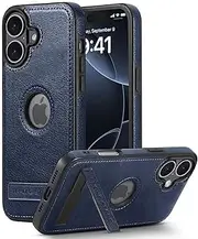 Leather Case for iPhone 16 Plus Case, Protective Slim with Kickstand Shockproof Phone Cases, Built-in Invisible Stand Compatible with iPhone 16 Plus 6.7'' (Blue, for iPhone 16 Plus)
