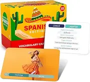 Briston Spanish Vocabulary 300 Flash Cards - Beginner Vocab with Pictures - Memory & Sight Words - Educational Language Learning - Game Like Play - Kids, Grade School, Classroom, Homeschool - Brand