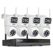 Hiseeu WK-4HS03 3K 6MP 5X Digital Zoom Dual Lens WiFi Camera with 10CH NVR Security Camera System Kit Full Color Night V