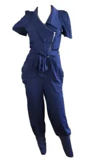 SEXY PARTY FESTIVAL BLUE SATIN BELTED HAREM JUMPSUIT UK 8 EU 36 US 4 XS BNWT