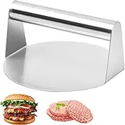 Stainless Steel Burger Press, Round Smasher Burger Presser, 5.9 Inch Round Hamburger Patty Maker, Professional Griddle Accessories Kit, for Bacon Beef Steak Patty Sandwich
