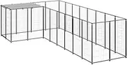 Dog Kennel Black 6.05 m² Steel Outdoor Pet House Large Dog Shelter Backyard