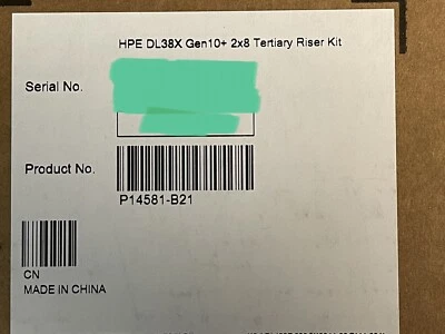 HPE DL38X DL380 DL385 Gen10+ Plus and V2 x8/x8 PCI-e 4.0 Tertiary Riser Kit GPU