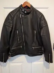 Robert Graham Vegan Black Leather Racer Jacket Size Medium NWT $318