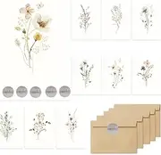 Blank Cards, Blank Greeting Cards 4x6, 40Pack -Elegant Floral Design Blank Greeting Cards, Note Cards with Matching Peel-and-Seal Rustic Envelopes for All Occasions