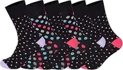 [ITRAT] 6 Pairs Womens Ladies Non Elastic Diabetic Socks Easy Grip Loose Soft Top Cotton Socks For Swollen Feet Odema FrIendly Uk Size 4-8 (Dotted), Dotted (6 Pairs), 4-8