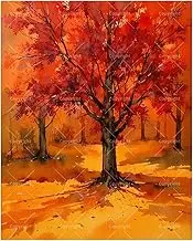 Autumn Landscape Paint by Numbers Kit for Adults - DIY Red Maple Trees in Fall Forest Painting on Canvas 16x20 Inches, Acrylic Paint Set, Suitable for Beginners,Art for Home Decoration/Gifts