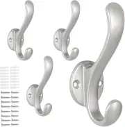 4 Pack Coat Hooks Wall Mount Heavy Duty Utility Retro Double Hooks For Hanging