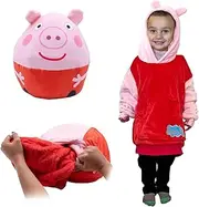 [Peppa Pig] Blanket Hoodie for Adults Kids Toddlers | Cozy Snuggie & Pillow | Longsleeve Sweatshirt