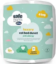 Silentnight Safe Nights Luxury Cot Bed Duvet 4 Tog – Anti Allergy Soft Breathable Snug Warm Nursery Junior Quilt for Children, Kids, Toddlers – Hypoallergenic and Machine Washable – 150x120cm, White