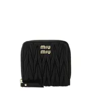 Miu Miu Logo Plaque Zipped Around Wallet One size Black