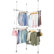 Double Clothing Rack, Adjustable Racks for Hanging Clothes, 2 Tier Clothes He...