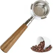 51mm Espresso Bottomless Portafilter with Filter Basket & Red Wood Handle Stainless Steel Three Ear Espresso Portafilter Compatible with Breville Barista Series Machines Coffee Machine Accessories
