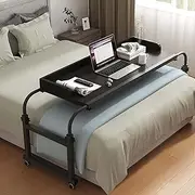 Over Bed Table with Wheels, Overbed Bedside Table, Over Bed Desk Table Adjustable, Large Overbed Desk, Computer Desk for Home and Hospital, Overbed Desk (Black)