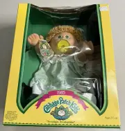 1983 Cabbage Patch Kids Girl Blonde Hair Green Eyes Dimples Pacifier MIB