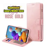 For Samsung Galaxy A21s Case, SupRShield Wallet Leather Flip Magnetic Stand Case Cover (Rose Gold)