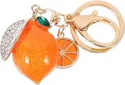 [Healeved] Lemon Shaped Keychain with Rhinestones Cute Bag Pendant Ornament for Keys Durable Alloy Material for Birthdays Special Occasions Attractive Hanging Decor