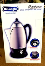 New Delonghi DP-12ST 12-Cup Electric Coffee Percolator Stainless Plug In Base
