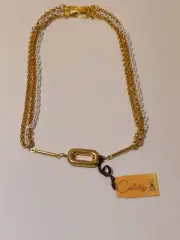 Vintage Castlecliff Gold White Tone Necklace Chain Link Choker NEW With Tags