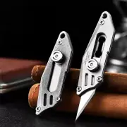 EDC Mini Titanium Utility Knife Box Cutter Portable Keychain Retractable Blade