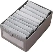 Foldable Wardrobe Storage Box, Cotton and Linen Wardrobe Storage Box, Foldable Rectangular Storage Basket, malist Clothing Storage Box, Wardrobe Organizer and Clothing Storage Box Grey M