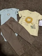 NEW NWT Carters Boys 12 Months 3 Piece Cute Lion Pant Set Outfit