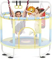 Advwin 4.6FT/10FT Trampoline for Kids Adults, Rebounder Round Trampoline w/Enclosure Safety Net, Indoor & Outdoor Children Birthday Gift