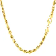 14K Yellow Gold Filled Solid Rope Chain Bracelet, 4.5mm, 8.5"
