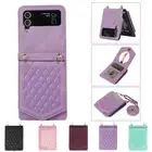Luxury Grid Flip Mirror Leather Case Cover For Samsung Galaxy Z Flip3 4 5 6
