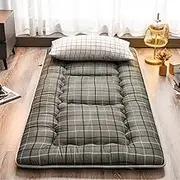 Full Size Mattress Japanese Floor Futon Mattress Foldable Roll Up Portable Sleeping Mat Camping Mattress for Guest Bed Dorm Room Car(004,King(180x200cm))