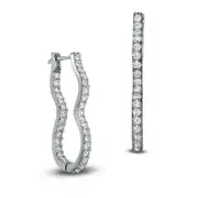 1.5 CT. T.W. Diamond Inside-Out Curve Hoop Earrings in 10K White Gold