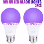 2PCS 9W UV LED Black lights E26/E27 Bulb Blacklight UVA Party Body Paint Lamp US