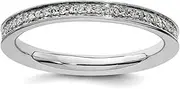 [JewelryWeb] 925 Sterling Silver Prong set Stackable and Diamonds Polished Ring-Stackable-Ring for Women
