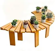 Heavy Duty Curved Bench, Wooden Outdoor Seating, Weatherproof Tree Bench Backless Benches for Garden, Patio, Porch, Backyard, Plant Stand(Round)