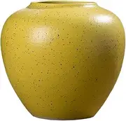 Flower Vase Yellow Ceramic Vase Home Restaurant Coffee Table Office Desktop Decoration Vase Retro New Chinese Vase 3 Home Decor (Size : A)