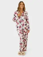 Womens Printed Long Satin Pj Set
