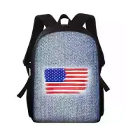 Denim And The American Flag Backpack Schoolbag Shoulder Satchel Bookbags School