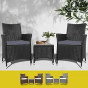 Gardeon Outdoor Furniture 3 Piece Setting Wicker Bistro Set Dining Chairs Patio