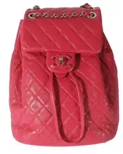 Chanel Pink Quilted Lambskin Medium Covered CC Drawstring Backpack (Authentic Pre-Loved)