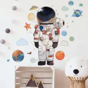 Astronaut Wall Stickers with Planets Clouds Stars Nursery Wall Decals for Kid...