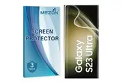 [Set of 3] Samsung Galaxy S23 Ultra (6.8") Premium Clear Edge-to-Edge Full Coverage Hydrogel Screen Protector Film by MEZON (Galaxy S23 Ultra, Hydrogel)