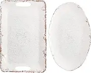 Laurie Gates by Gibson Mauna Melamine 2 Piece 18.7'' & 18'' Serving Tray Set – Ice White (135401.02)
