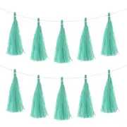 30Pcs Green Tassel Garland Banner with Rope