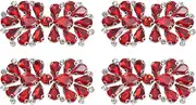 uxcell 4Pcs Rhinestone Crystal Applique, Rhinestone Iron on Patch, Bow Hot Fix Crystal Sewing Applique for Bridal Sash Wedding Dress Shoes Bags, Red