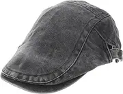 [GAROZATION] Unisex Forward Hat Ponytail Cap Black Vintage News Boy Cap for Everyday Wear
