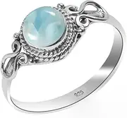 [HIMALYA QUARTZ] 925 Sterling Silver Ring, 100% Natural Gemstone Ring For Women-Men Vintage Statement Ring - Round 6.0 mm Handmade Ring Wedding, Engagement Ring NH-25-P