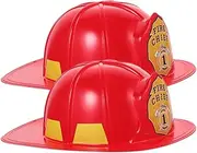 NUOBESTY Adult Firefighter Hat, 2pcs Fireman Costume Helmet Fire Chief Helmet Fire Fighter Hard Hat Fireman Cosplay Costume for Fireman Dress up Role Play Toy Red
