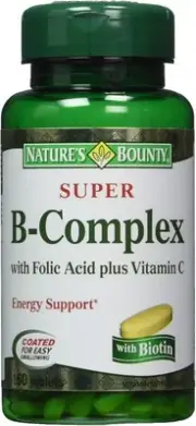 Nature's Bounty Super B-complex with Folic Acid Plus Vitamin C, 300 Tablets (2 X