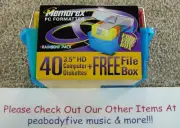 MEMOREX PC Formatted 3.5" HD Computer Colored Diskette + File Box 40 Pack NEW †